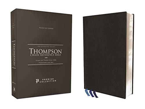 NIV, Thompson Chain-Reference Bible, Premium Goatskin Leather, Black, Premier Collection, Black Letter, Art Gilded Edges, Comfort Print