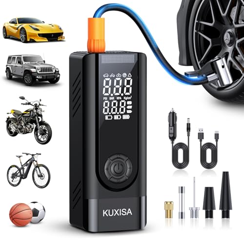 Tire Inflator Portable Air Compressor - 180PSI Air Compressor with Tire Pressure Gauge, 25000mAh & 3X Faster Portable Air Pump for Cars, Bikes & Motorcycle Tires, Balls, Car Accessories